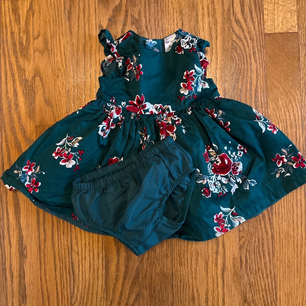 Carters infant baby Christmas Holiday Floral Dress